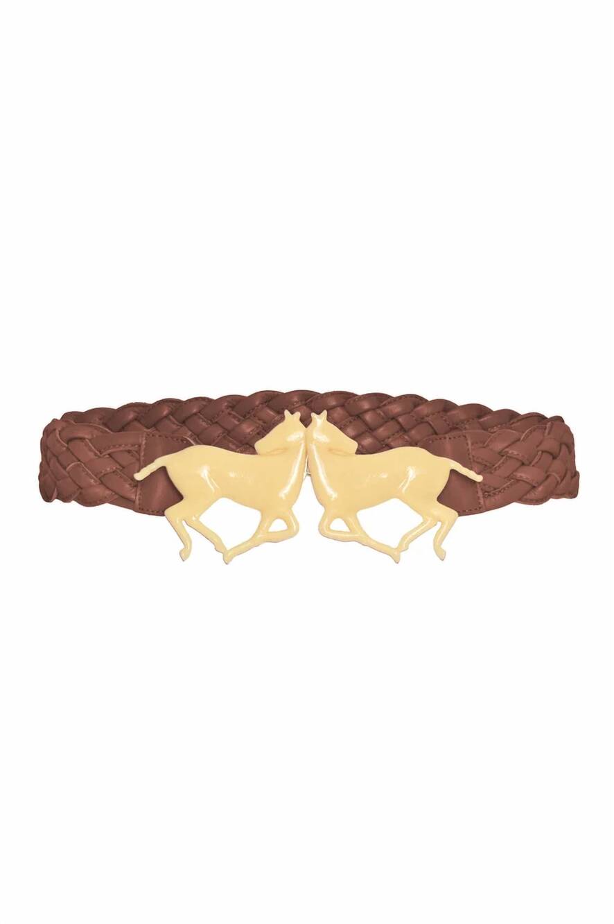 NEW JUAN DE DIOS women's polo leather braided belt in camel